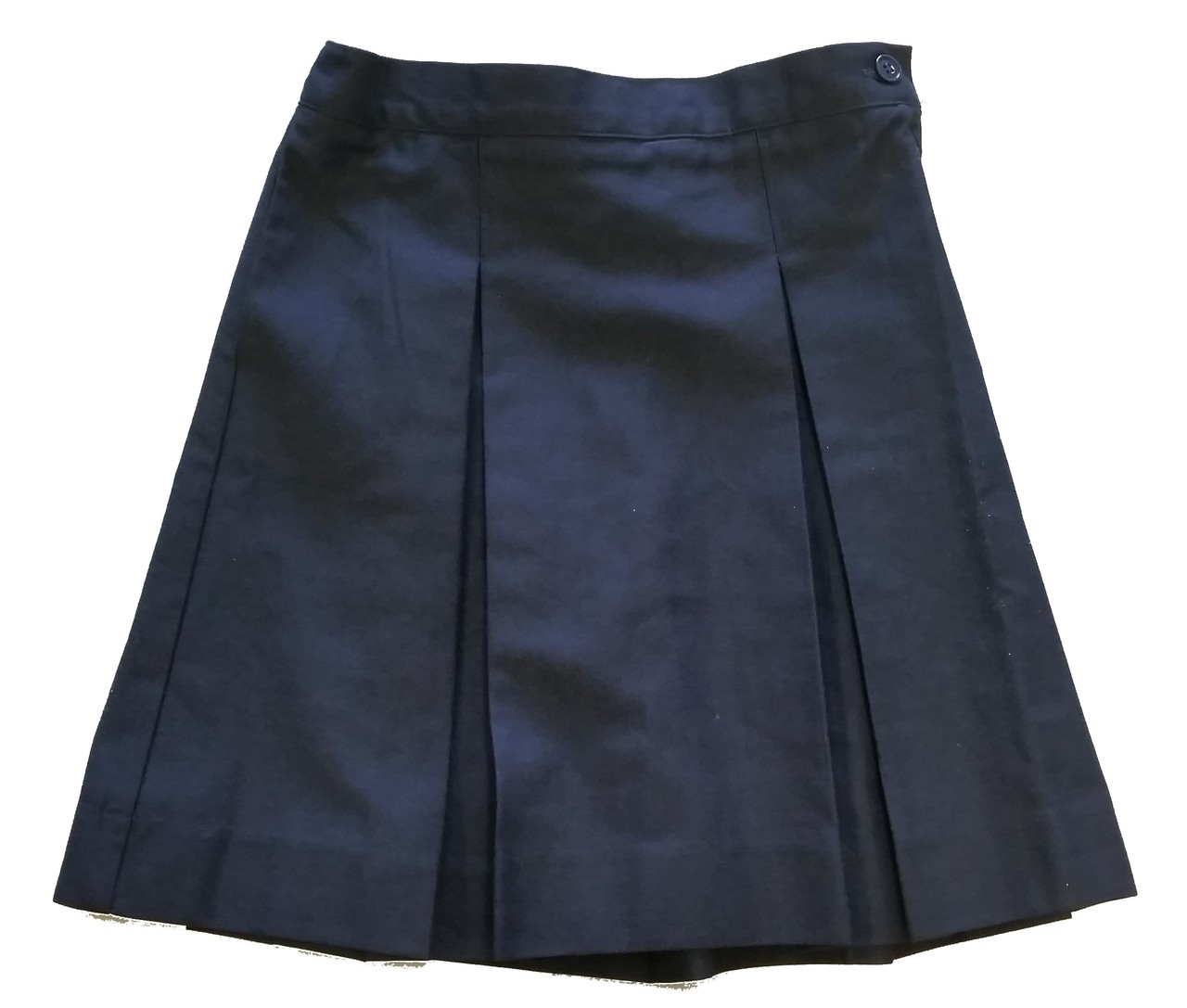 Box Pleat Skirt Solid Color Navy